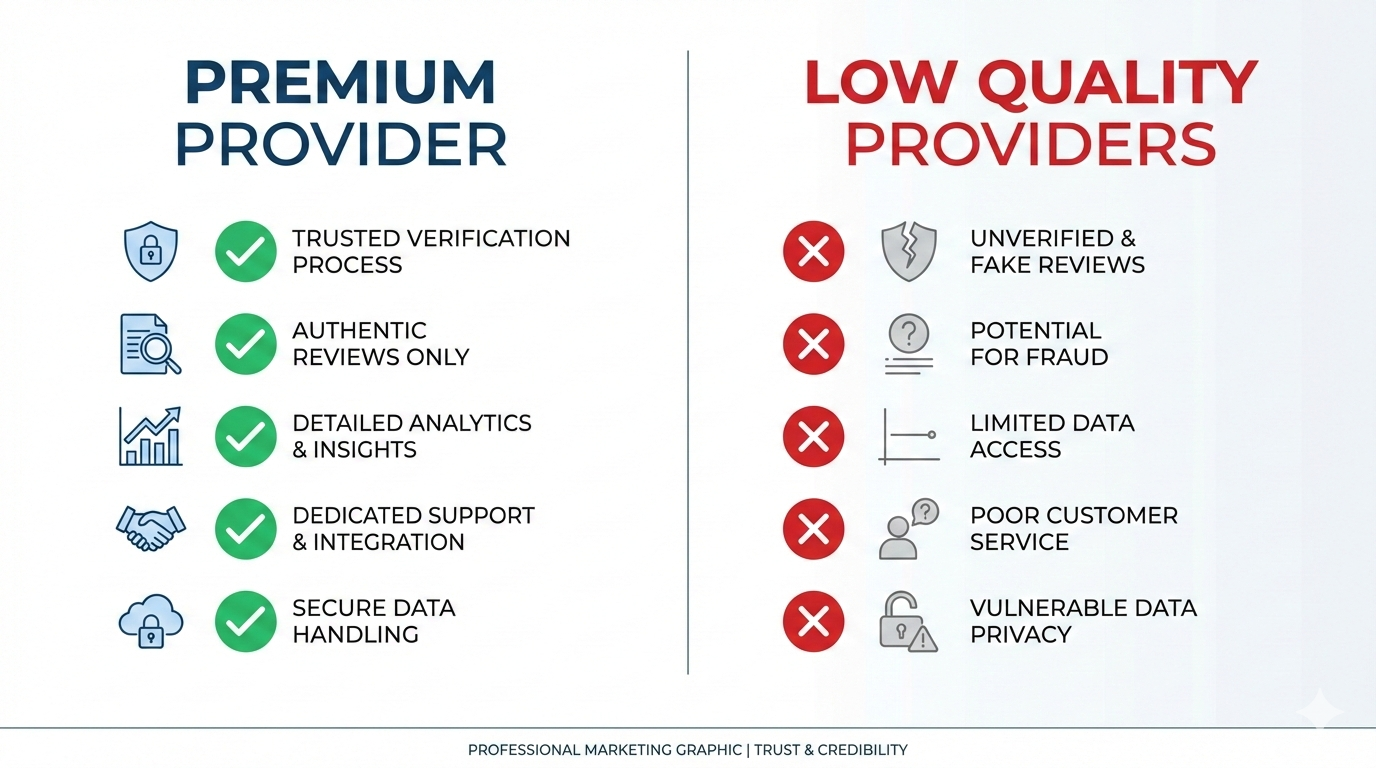Comparison of Trustpilot review providers showing GetReviewFast advantages